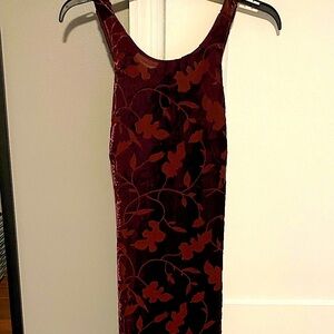 Laundry By Shelli Segal Burgundy and Rust Velvet Maxi Dress